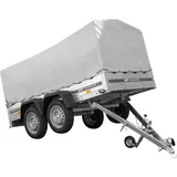 UNITRAILER GARDEN TRAILER ANHÄNGER 264/2 KIPP MIT STÜTZRAD, SPRIEGEL UND GRAUER PLANE