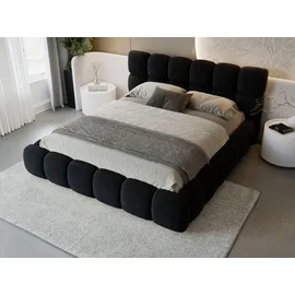 GRAINGOLD Polsterbett mit Bettkasten 140x200 Schwarz Samt, Modo