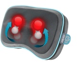 Marley HoMedics Gel Shiatsu Wärme-Reisekissen, Massagekissen für Beine, Lendenwirbelsäule, Schultern und Nacken, wiederaufladbar, Reisegröße mit integrierten Bedienelementen, inklusive Reisetasche, grau