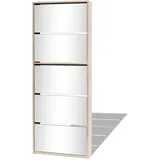 vidaXL Schuhschrank 63 x 170 x 17 cm mit 5 Fächern Spiegel Eiche / braun