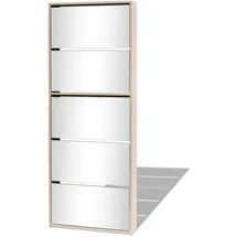 vidaXL Schuhschrank 63 x 170 x 17 cm mit 5 Fächern Spiegel Eiche / braun