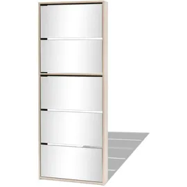 vidaXL Schuhschrank 63 x 170 x 17 cm mit 5 Fächern Spiegel Eiche / braun