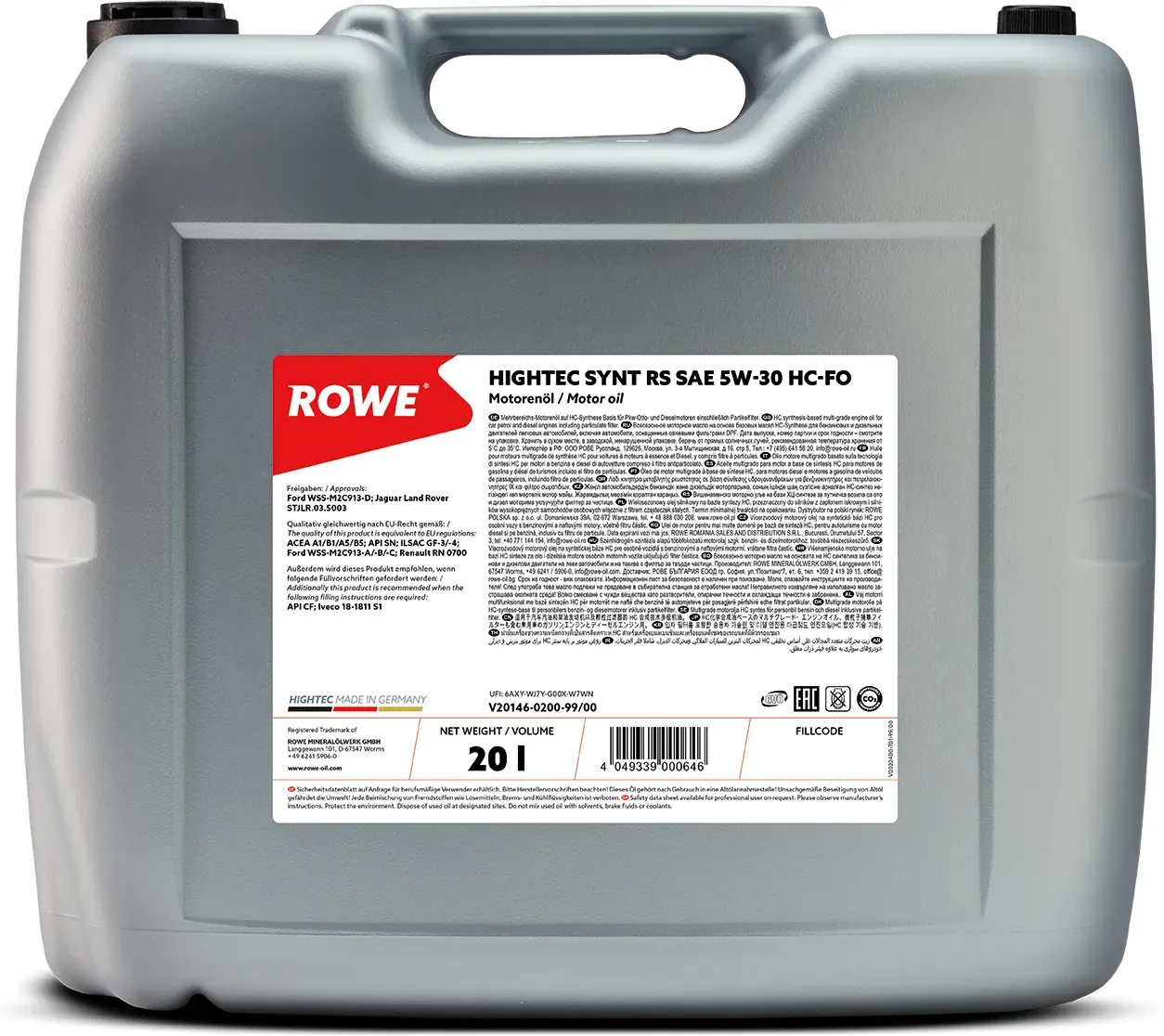 ROWE Motoröl HIGHTEC SYNT RS SAE 5W-30 HC-FO [20 L] 20146020099 20l