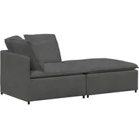 vidaXL Modulares Sofa mit Fußhocker Kissen Cordstoff Dunkelgrau