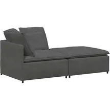 vidaXL Modulares Sofa mit Fußhocker Kissen Cordstoff Dunkelgrau