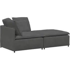 vidaXL Modulares Sofa mit Fußhocker Kissen Cordstoff Dunkelgrau