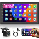 Autoradio Android Navi 7 Zoll 2 Din Touchscreen Autoradio mit GPS Navigation, WiFi, Bluetooth Autoradio Doppel Din IPS Bildschirm 32GB, Mirror Link, FM RDS Radio Stereo, Rückfahrkamera, USB