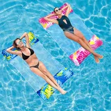 Aufblasbare Wasserhängematte XL 2 Stück, Luftmatrazenbett Pool 4 in1 Schwimmmatt