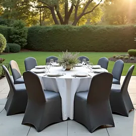 DETEX DETEX® 6er Set Stretch Hussen Grau Überwurf Rückenlehne