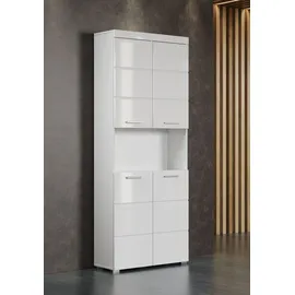 trendteam Amanda Hochschrank 73 x 190 x 31 cm Weiß Hochglanz MDF