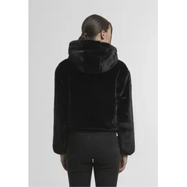 URBAN CLASSICS Ladies Full Zip Faux Fur Hoodie - schwarz,