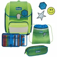 Scout Genius Neon Safety DIN Schulranzen-Set 4-teilig green gecko