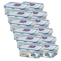 Lock & Lock Frischhaltedose rechteckig transparent 13,5 x 10,2 x 5,2 cm 0,35 l 12-teiliges Set