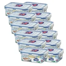 Lock & Lock Frischhaltedose rechteckig transparent 13,5 x 10,2 x 5,2 cm 0,35 l 12-teiliges Set