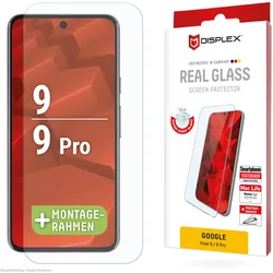 DISPLEX Panzerglas 2D/ Clear (10H) für Google Pixel 9/9 Pro Eco-Montagerahmen, Tempered Glas, kratzer-resistente Schutzfolie, hüllenfreundlich