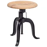 KADIMA DESIGN Rustikaler Industrial-Drehhocker aus Akazienholz und Eisen, höhenverstellbare Sitzfläche