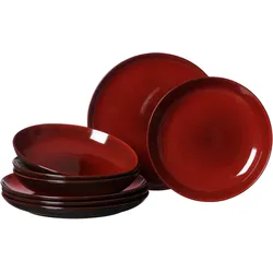 Tafelservice RITZENHOFF & BREKER "Teller Set, Geschirr-Set Gambia", rot, 8 tlg., Steinzeug, Geschirr-Sets, Reaktivglasur, jedes Stück ein Unikat, 8 Teile, für 4 Personen