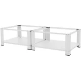 ML-Design Doppel Waschmaschinen Untergestell mit 2 Ablagen, Weiß 128x54 cm Stahl,