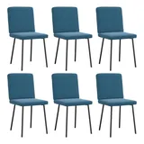 vidaXL Esszimmerstühle 6 Stk. Blau Samt
