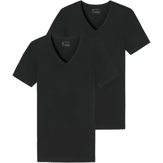 SCHIESSER Herren T-Shirt 2er Pack - 95/5 Organic Cotton T-Shirts im Serie V-Ausschnitt, S-4XL Schwarz 2XL Pack