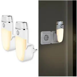 NORTHPOINT LED Orientierungsleuchte 2er-Set mit Bewegungsmelder – Nachtlicht mit Induktionsladung, Taschenlampenfunktion, Dämmerungssensor & Notlicht – auch als mobile Leuchte nutzbar