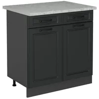 Vicco Küchenunterschrank R-Line, Anthrazit Landhaus/Anthrazit, 80 cm AP Marmor