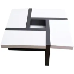 Rebecca Mobili Couchtisch, quadratische Form aus schwarz-weißem MDF
