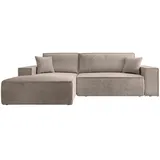 Selsey Ecksofa Mit Schlaffunktion und Bettkasten, Ottomane Links Cordbezug in Beige - Couches, Wohnlandschaften, Ecksofas