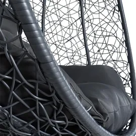 Estexo Polyrattan Hängesessel Hängekorb mit Gestell Rattan Hängestuhl Sessel Anthrazit