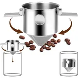 Foyucool Kaffeefilter Wiederverwendbar, Kaffeefilter Edelstahl, Kaffeefilterhalter Papierloser Tragbar, Doppelter Maschenfilter, Leicht zu Reinigen, für Reisen, Camping, Büro