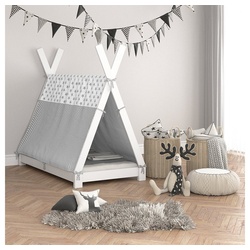 VitaliSpa® Kinderbett Überwurf Kinderbett für Tipi Bett 80x160cm Zeltbett Zelt grau 160 cm