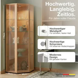 K-Möbel Eckvitrine 176 x 56,5 x 56,5 cm Beige