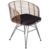 Esszimmerstuhl Rattanstuhl Farbe braun inkl. Sitzkissen NAIROBI