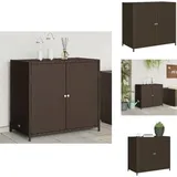 Gartenschrank Braun 83x45x76 cm Poly Rattan - Outdoor-Schrank - Gartenschrank - Stauraum - Gartenorganisation - Rattan Gartenmöbel