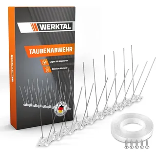 Werktal Taubenspikes aus Edelstahl [3m] - Tierfreundliche Vogelabwehr für Balkon & Fenster, Einfach Montage mit Nanotape, witterungsbeständig, rostfrei silberfarben