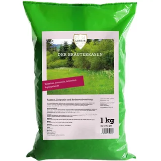 Linsor Kräuterrasen, 1kg für 100m2, Wildwiesen Samen für duftenden Naturrasen, winterharter Kräuter Rasen, Saatgut Mischung
