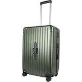 JLY Robuster Hartschalenkoffer 66,5 cm – PC+ABS, TSA-Schloss, Becherhalter, Wasserdichtes Fach, Leicht & Stabil, 4 Doppelrollen, Ideal für Reisen & Business (JagDgrün, M)