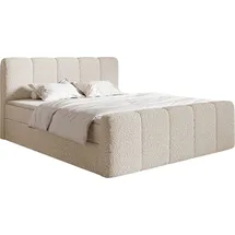 Selsey Cloudy II - Boxspringbett 200x200 cm, mit Bettkästen und Topper, Bouclé Hellbeige - Beige