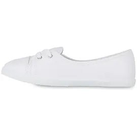 VAN HILL Damen Sportliche Ballerinas Flach Basic Bequem Schuhe 215867 Weiss 42 - 42