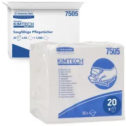 KIMTECH* Reinigungstücher saugfähig, 1-lagig, weiß 7505 , 1 Karton = 20 Beutel à 50 Stück = 1000 Tücher