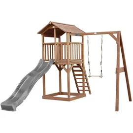 Axi Spielturm Beach Tower mit Einzelschaukel und Rutsche Braun/Grau