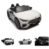 ES-Toys Elektro Kinderauto Mercedes SL63 AMG EVA-Reifen Stoßdämpfer lizenziert weiss