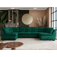 MKS MÖBEL Ecksofa COMODO U, Set, Sofa big XXL, Wellenfedern, Wohnlandschaft XXL, mit Schlaffunktion, Bettfunktion, U-form Ecksofa, Schlafsofa, HR-Schaum grün