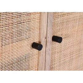 GUTMANN FACTORY Highboard GUTMANN FACTORY "Linus", schwarz (natur, schwarz), B:80cm H:137cm T:42cm, Massivholz, Sideboards, Highboard, Stauraumschrank mit Front aus Rattangeflecht, Breite 80 cm