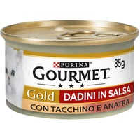 Purina, Gourmet Gold, Nassfutter für Katzen, Truthahn und Ente in Würfeln mit Sauce, 24 Dosen à 85 g