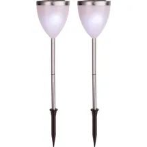 Star Trading Solarleuchte Glas 46 x 10 cm 2er Set silber