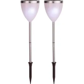 Star Trading Solarleuchte Glas 46 x 10 cm 2er Set silber