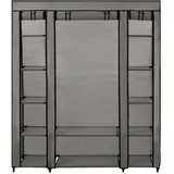 vidaXL Stoffschrank mit Fächern Kleiderstangen Grau 150x45x176cm