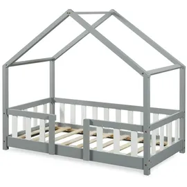 [en.casa] Kinderbett Treviolo 70 x 140 cm Kiefer hellgrau/weiß
