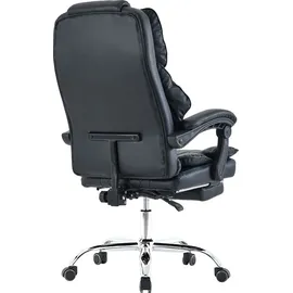 Trisens Bürostuhl mit Fußstütze und flexiblen 3-Punkt-Armlehnen - Schreibtischstuhl in Lederoptik mit Chrom-Base - ergonomischer Bürostuhl mit verstellbarer Rückenlehne